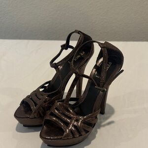 Fendi Metallic Brown Strappy Heels
